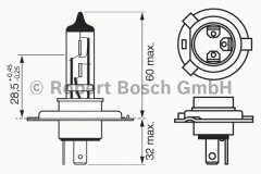 Лампа автомобильная Bosch 1987302041 H4 12V упаковка для сервиса для NISSAN NOTE (E11, NE11) 1.5 dCi 2006-2012, код двигателя K9K 276, V см3 1461, кВт 63, л.с. 86, Дизель, Bosch 1987302041