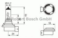 Лампа автомобильная Bosch 1987302084 H11 12V 55W для NISSAN NOTE (E11, NE11) 1.5 dCi 2006-2012, код двигателя K9K276, V см3 1461, КВт63, Л.с.86, Дизель, Bosch 1987302084
